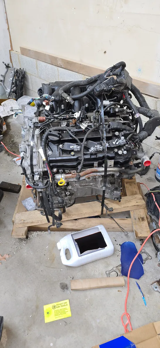 Complete engine prepared for installation