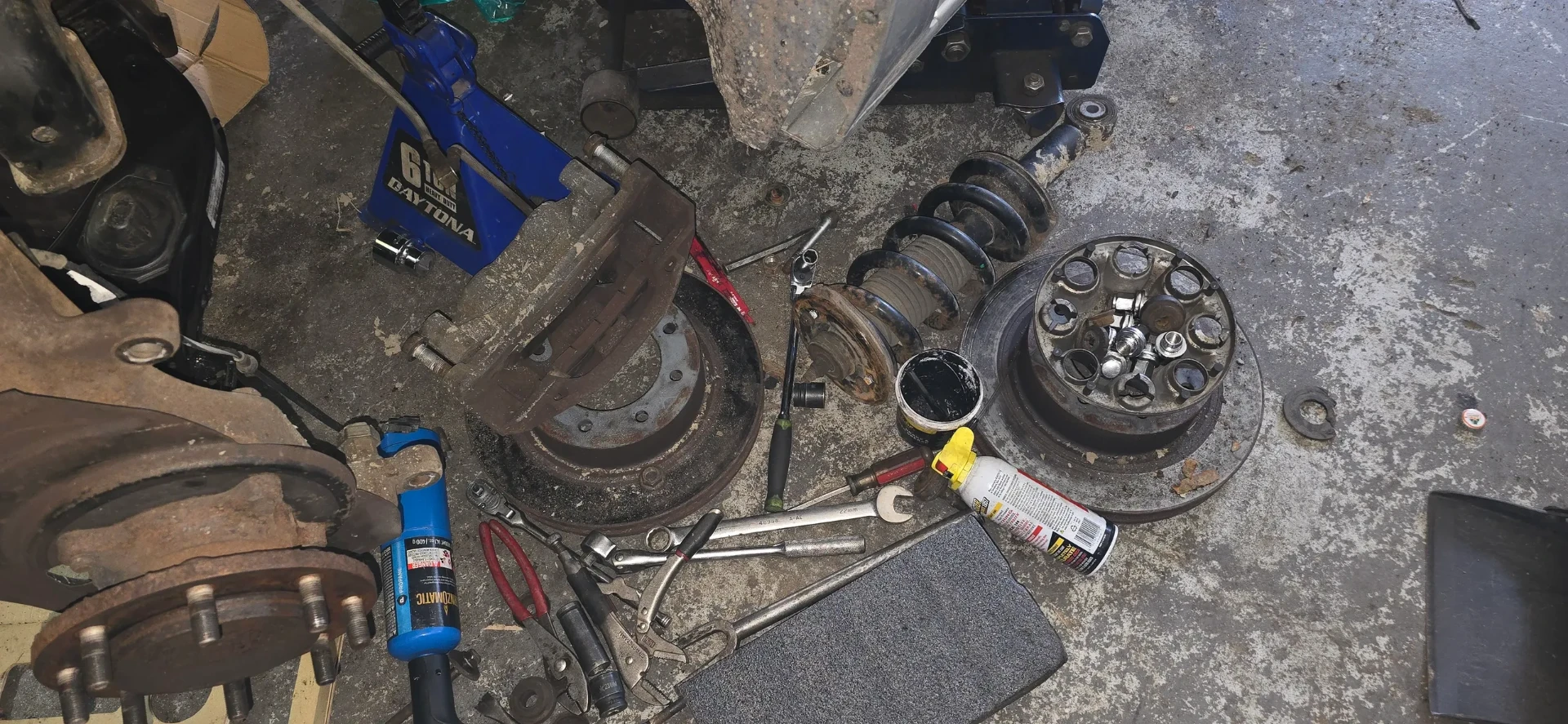 Brake and suspension repair in progress